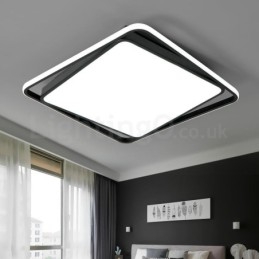 Moderne Udsøgt Sort Hvid Firkantet Flush Mount Loftslampe