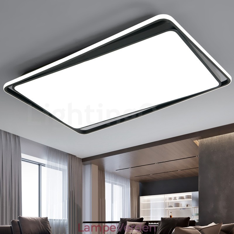 Moderne mode sort hvid rektangel Flush Mount loftslampe