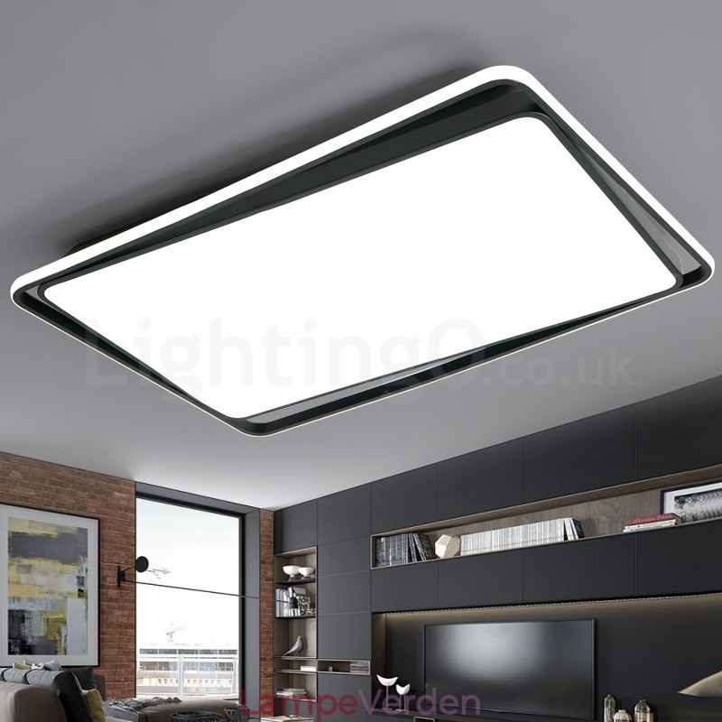 Moderne mode sort hvid rektangel Flush Mount loftslampe