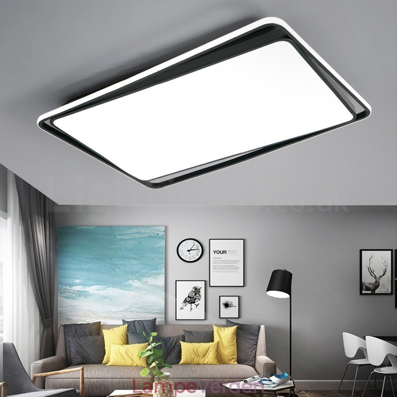 Moderne mode sort hvid rektangel Flush Mount loftslampe