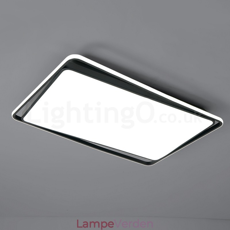 Moderne mode sort hvid rektangel Flush Mount loftslampe