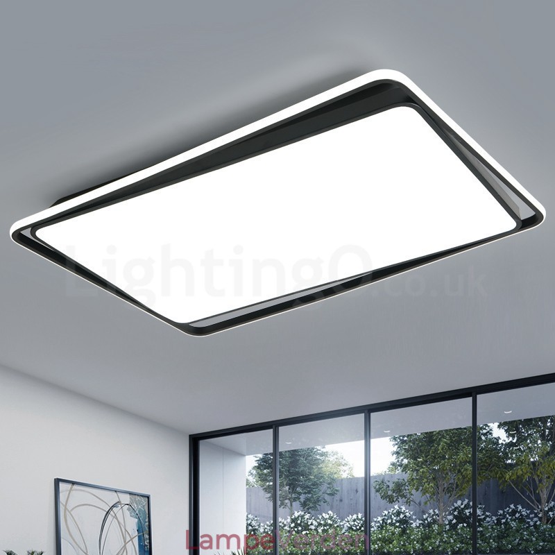 Moderne mode sort hvid rektangel Flush Mount loftslampe