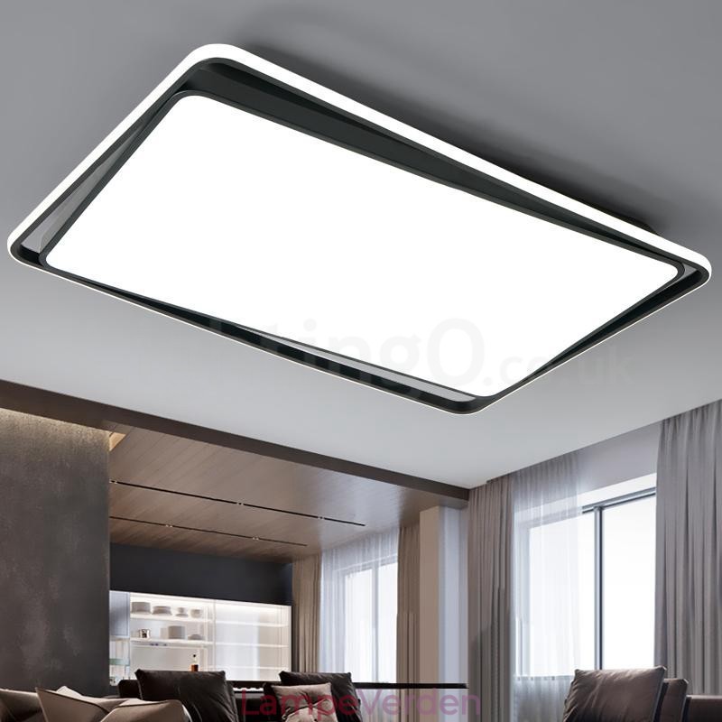 Moderne mode sort hvid rektangel Flush Mount loftslampe