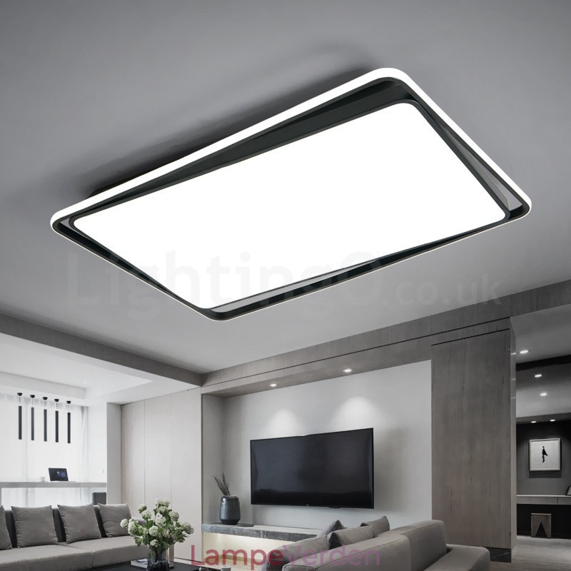 Moderne mode sort hvid rektangel Flush Mount loftslampe