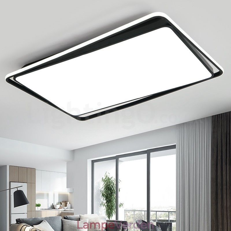 Moderne mode sort hvid rektangel Flush Mount loftslampe