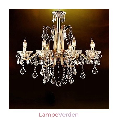 Høj kvalitet guld smedejern krystal lysekrone 6 lys