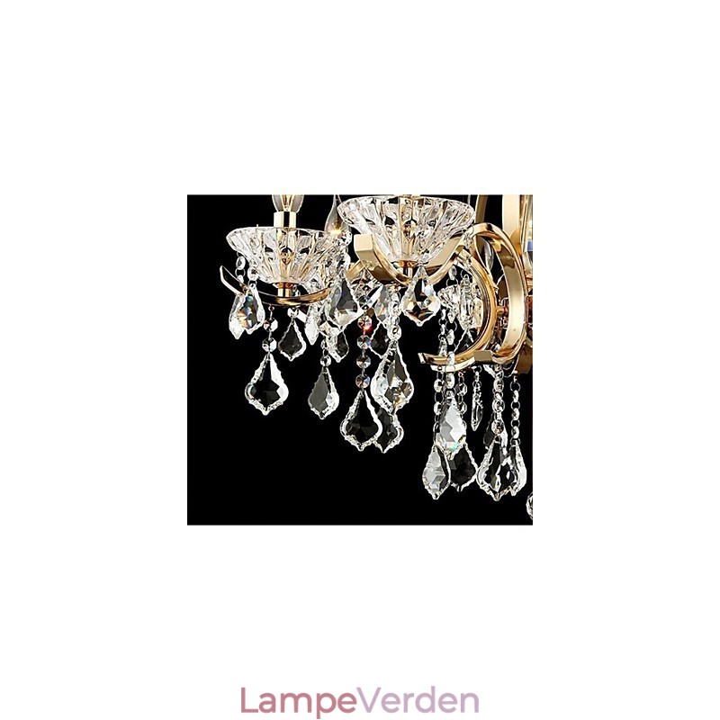 Høj kvalitet guld smedejern krystal lysekrone 6 lys
