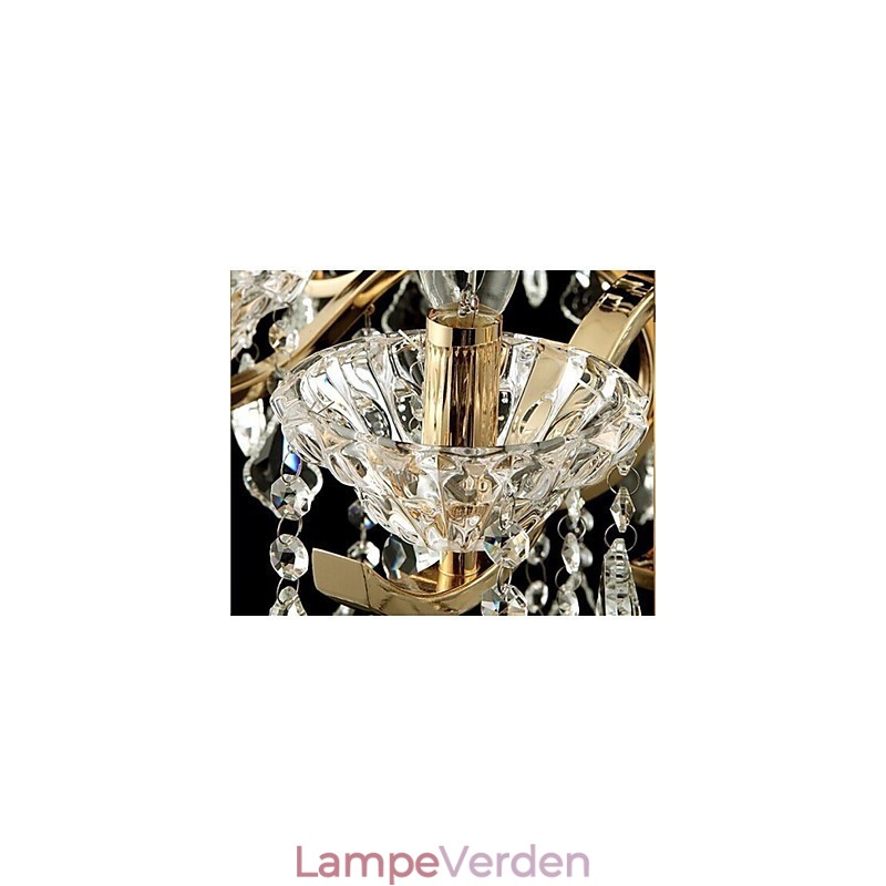 Høj kvalitet guld smedejern krystal lysekrone 6 lys