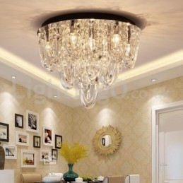 Luksus Crystal Flush Mount Loftlampestolpe Moderne Lampe