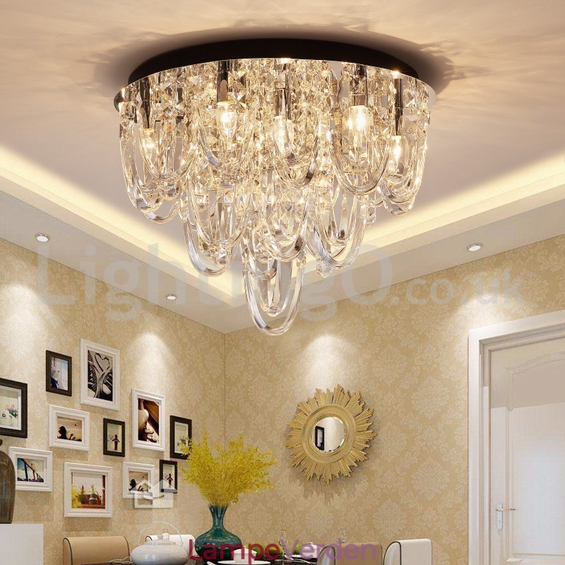 Luksus Crystal Flush Mount Loftlampestolpe Moderne Lampe