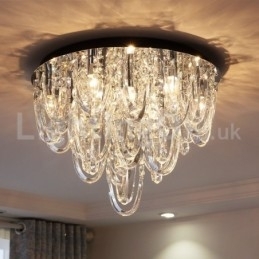 Luksus Crystal Flush Mount Loftlampestolpe Moderne Lampe