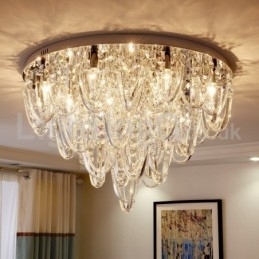 Luksus Crystal Flush Mount Loftlampestolpe Moderne Lampe
