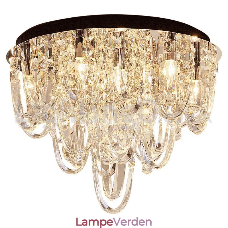 Luksus Crystal Flush Mount Loftlampestolpe Moderne Lampe