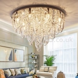 Luksus Crystal Flush Mount Loftlampestolpe Moderne Lampe