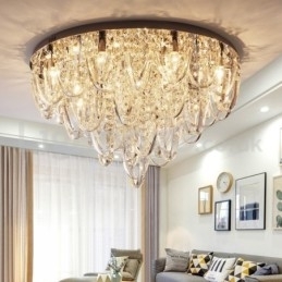 Luksus Crystal Flush Mount Loftlampestolpe Moderne Lampe