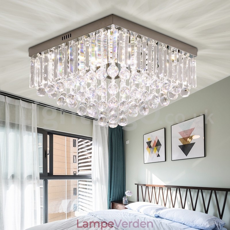 Moderne 40 cm 50 cm firkantede krystal forsænkede loftslamper