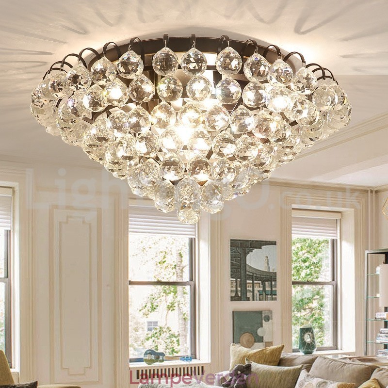 Moderne 30 CM 55 CM runde krystal Flush Mount Loftslamper