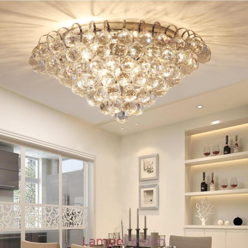 Moderne 30 CM 55 CM runde krystal Flush Mount Loftslamper