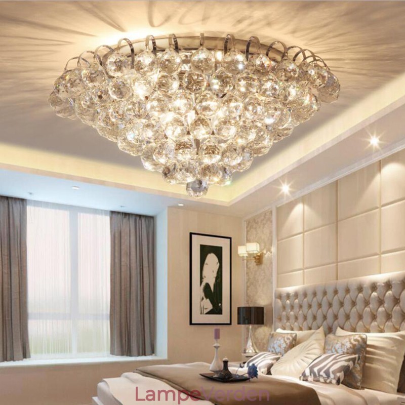 Moderne 30 CM 55 CM runde krystal Flush Mount Loftslamper