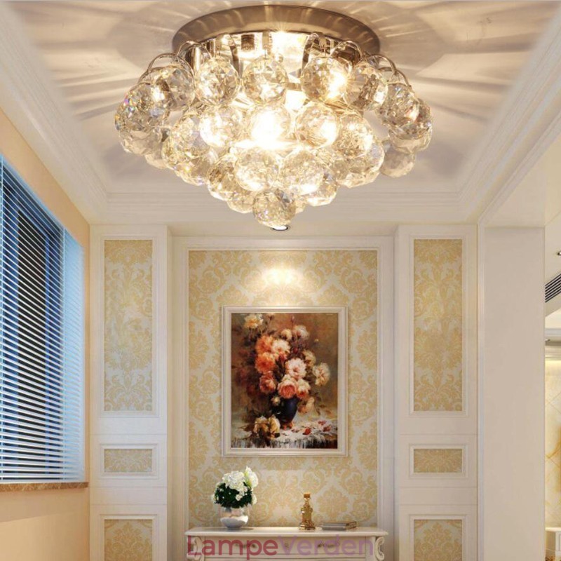 Moderne 30 CM 55 CM runde krystal Flush Mount Loftslamper