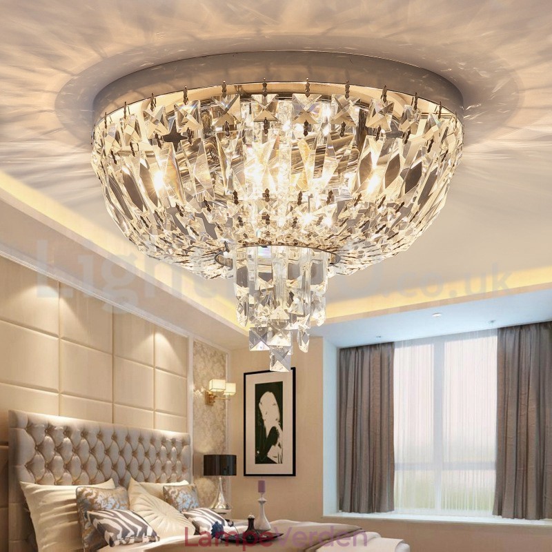 Moderne udsøgte runde flush Mount Crystal Ceiling Lights