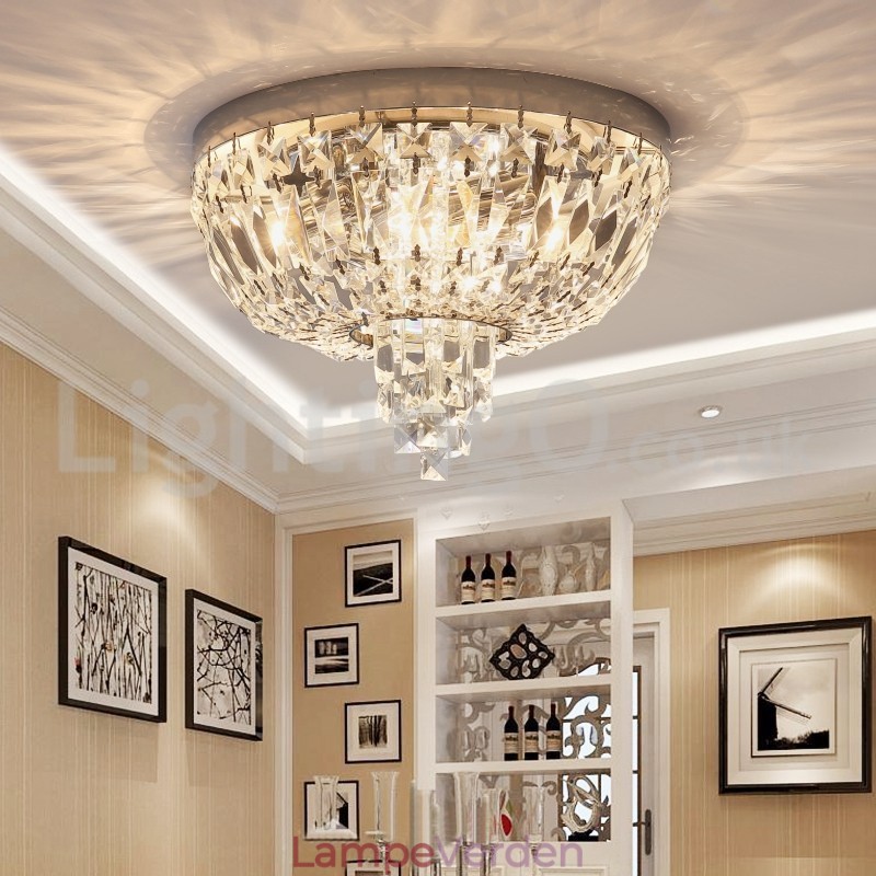 Moderne udsøgte runde flush Mount Crystal Ceiling Lights