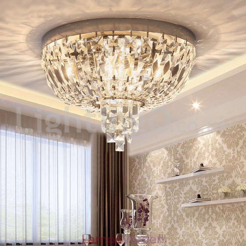 Moderne udsøgte runde flush Mount Crystal Ceiling Lights