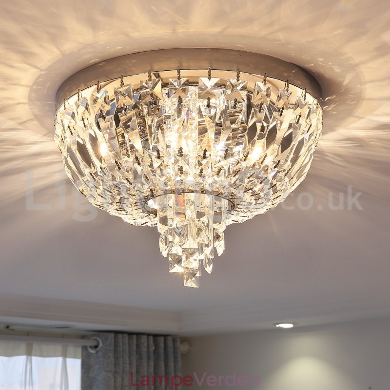 Moderne udsøgte runde flush Mount Crystal Ceiling Lights