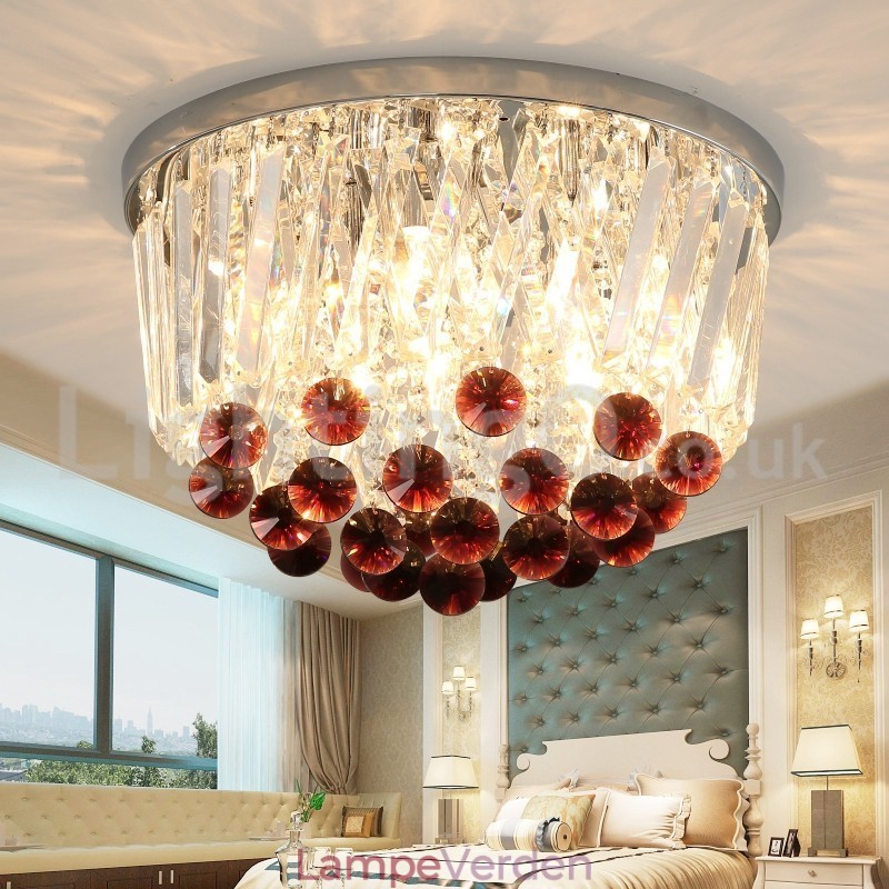Moderne runde, flush Mount Crystal Ceiling Lights