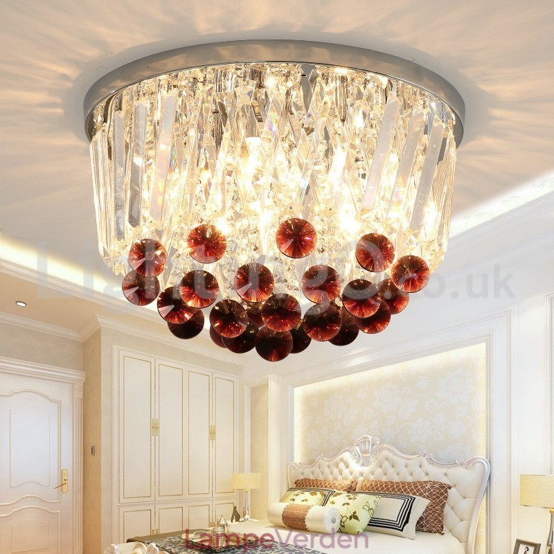 Moderne runde, flush Mount Crystal Ceiling Lights