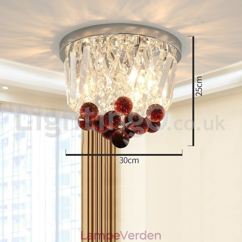 Moderne runde, flush Mount Crystal Ceiling Lights