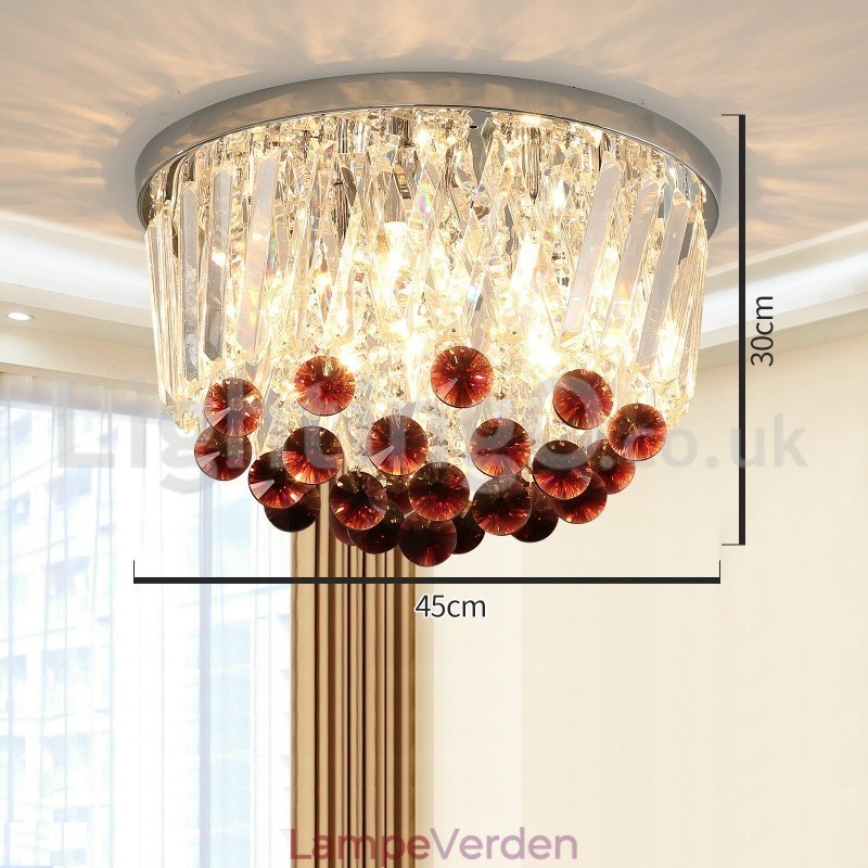 Moderne runde, flush Mount Crystal Ceiling Lights