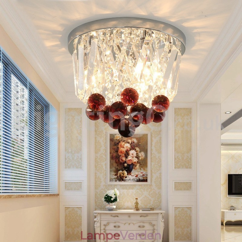 Moderne runde, flush Mount Crystal Ceiling Lights