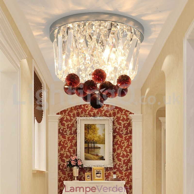Moderne runde, flush Mount Crystal Ceiling Lights