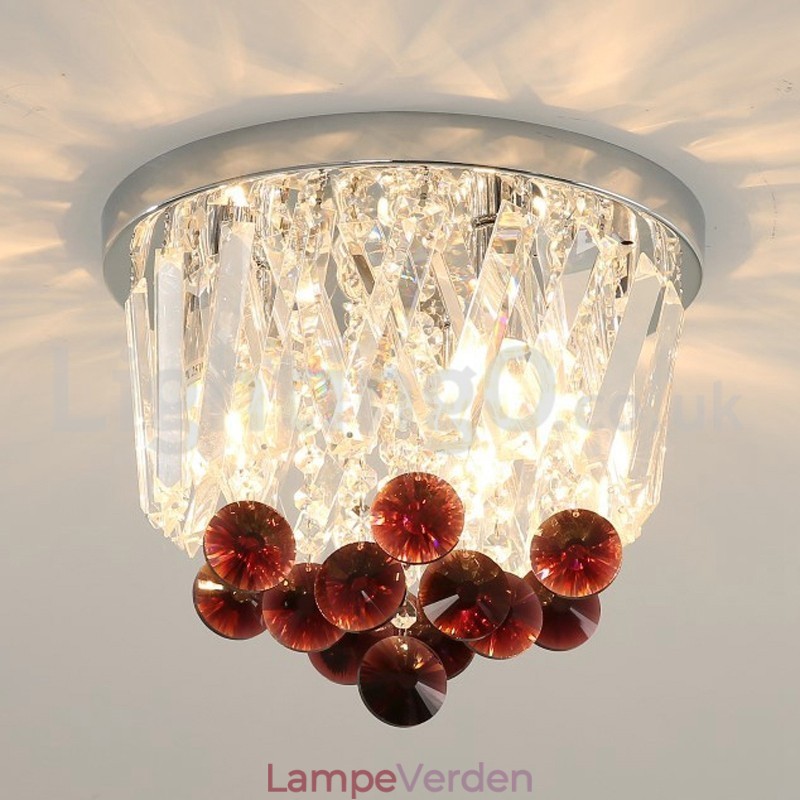 Moderne runde, flush Mount Crystal Ceiling Lights