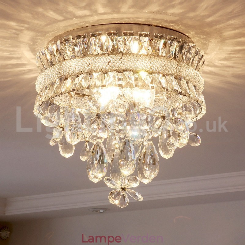 Billige Moderne 40CM Runde Flush Mount Crystal Loftslamper