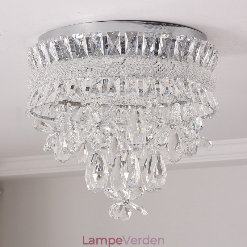 Billige Moderne 40CM Runde Flush Mount Crystal Loftslamper