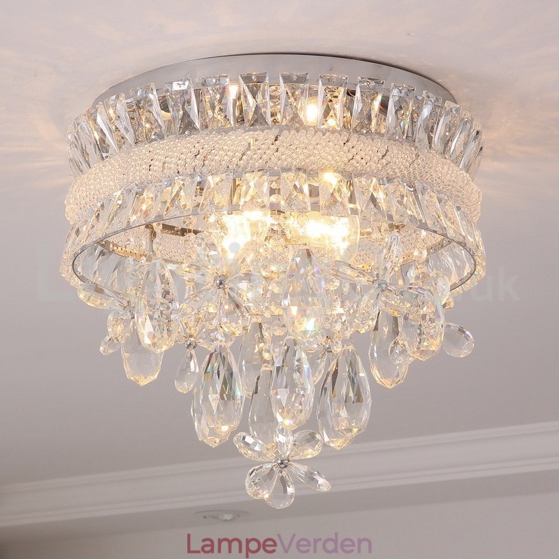 Billige Moderne 40CM Runde Flush Mount Crystal Loftslamper