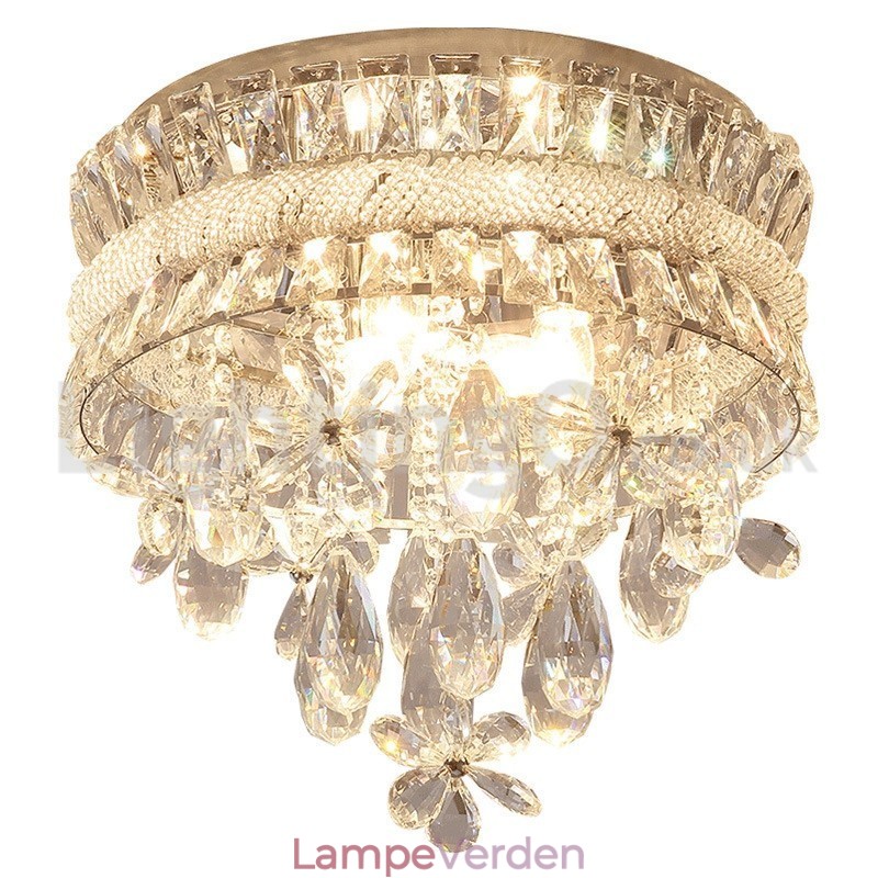 Billige Moderne 40CM Runde Flush Mount Crystal Loftslamper