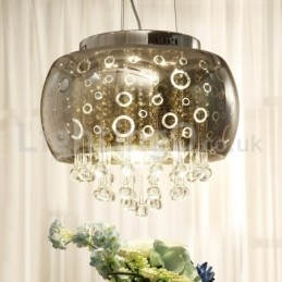 Moderne 40 cm rund glaslampeskærm Crystal Pendel Light