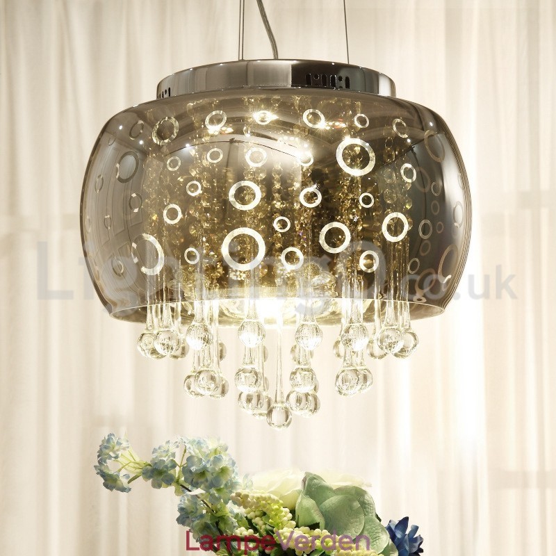 Moderne 40 cm rund glaslampeskærm Crystal Pendel Light
