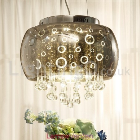 Moderne 40 cm rund glaslampeskærm Crystal Pendel Light Moderne 40 cm rund glaslampeskærm Crystal Pendel Light