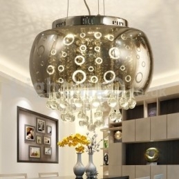 Moderne 40 cm rund glaslampeskærm Crystal Pendel Light
