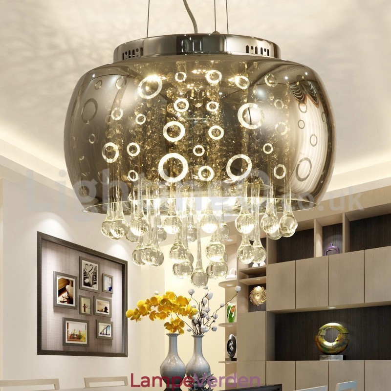 Moderne 40 cm rund glaslampeskærm Crystal Pendel Light