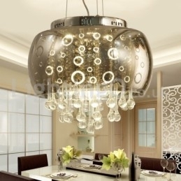 Moderne 40 cm rund glaslampeskærm Crystal Pendel Light