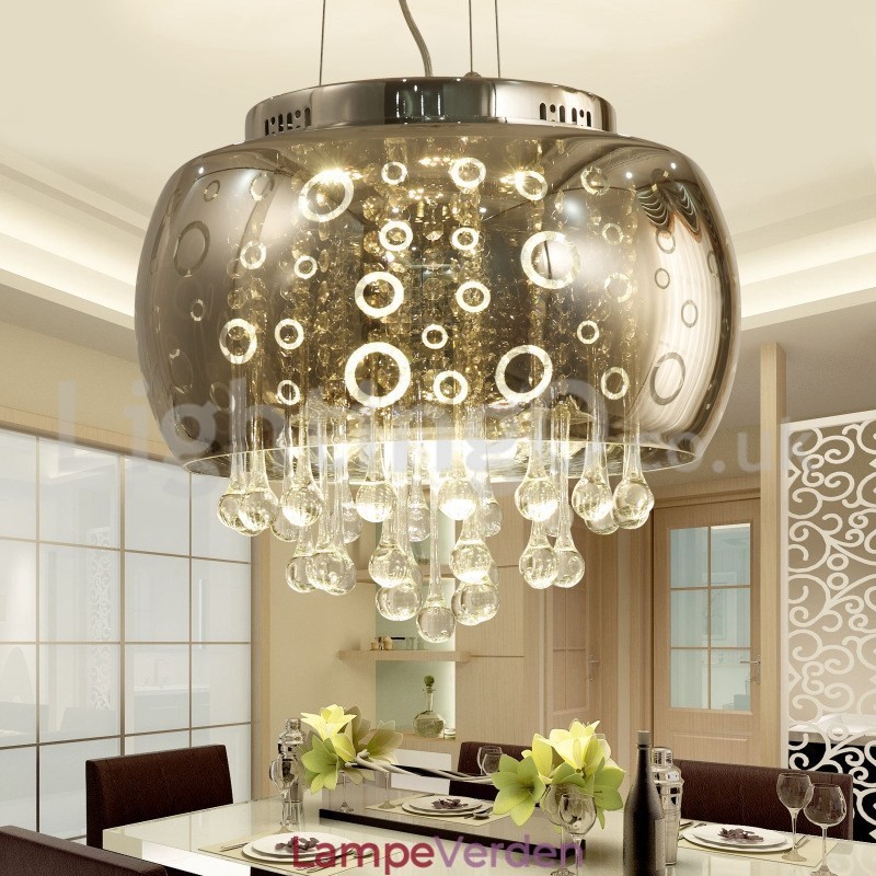 Moderne 40 cm rund glaslampeskærm Crystal Pendel Light