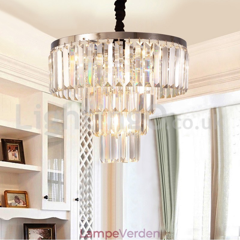 Elegant Billig Moderne 4 Tier Rund Crystal Pendel Light