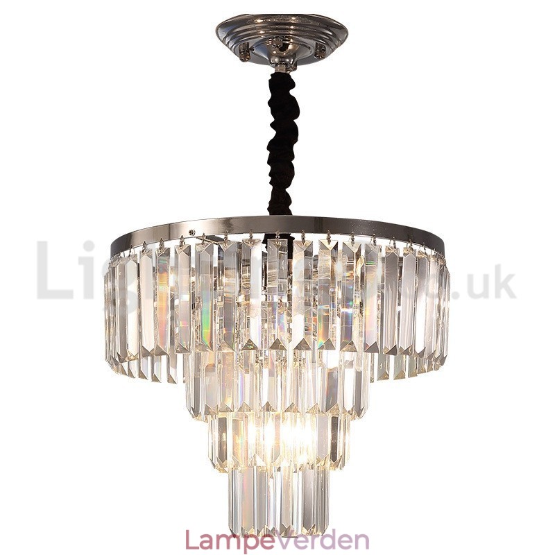 Elegant Billig Moderne 4 Tier Rund Crystal Pendel Light