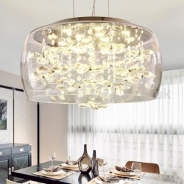 Moderne 40 cm 50 cm rund lampeskærm i klart glas i krystal