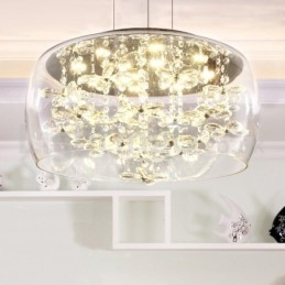 Moderne 40 cm 50 cm rund lampeskærm i klart glas i krystal